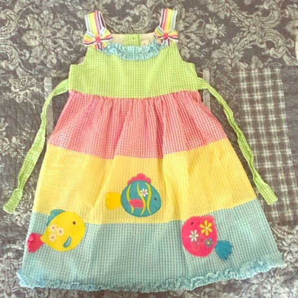 Emily Rose Other - Emily Rose sz 6 seersucker fish dress green pink